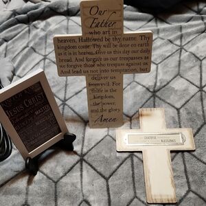 Inspirational Wooden Cross Set - Cream and Brown